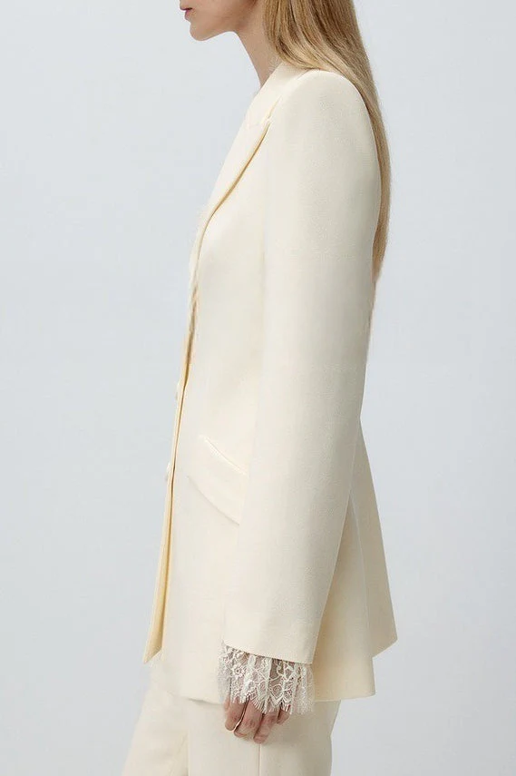 Beige Lace Waist Blazer - Image 6