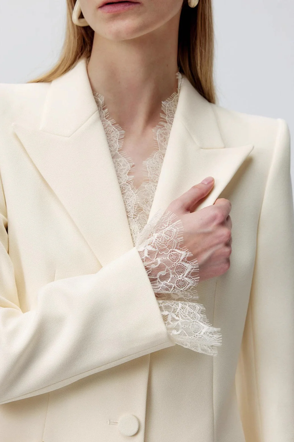 Beige Lace Waist Blazer - Image 7