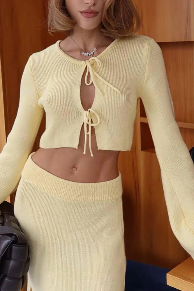 Bell Sleeve Cardigan Set Sweater Dress - Image 6