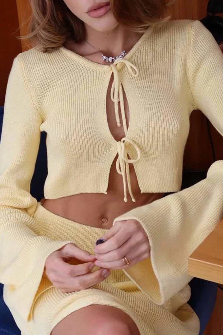 Bell Sleeve Cardigan Set Sweater Dress - Image 8