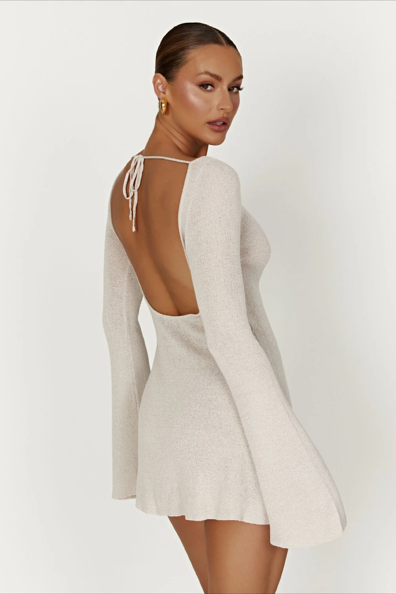 Bell Sleeve Knit Sweater Dress