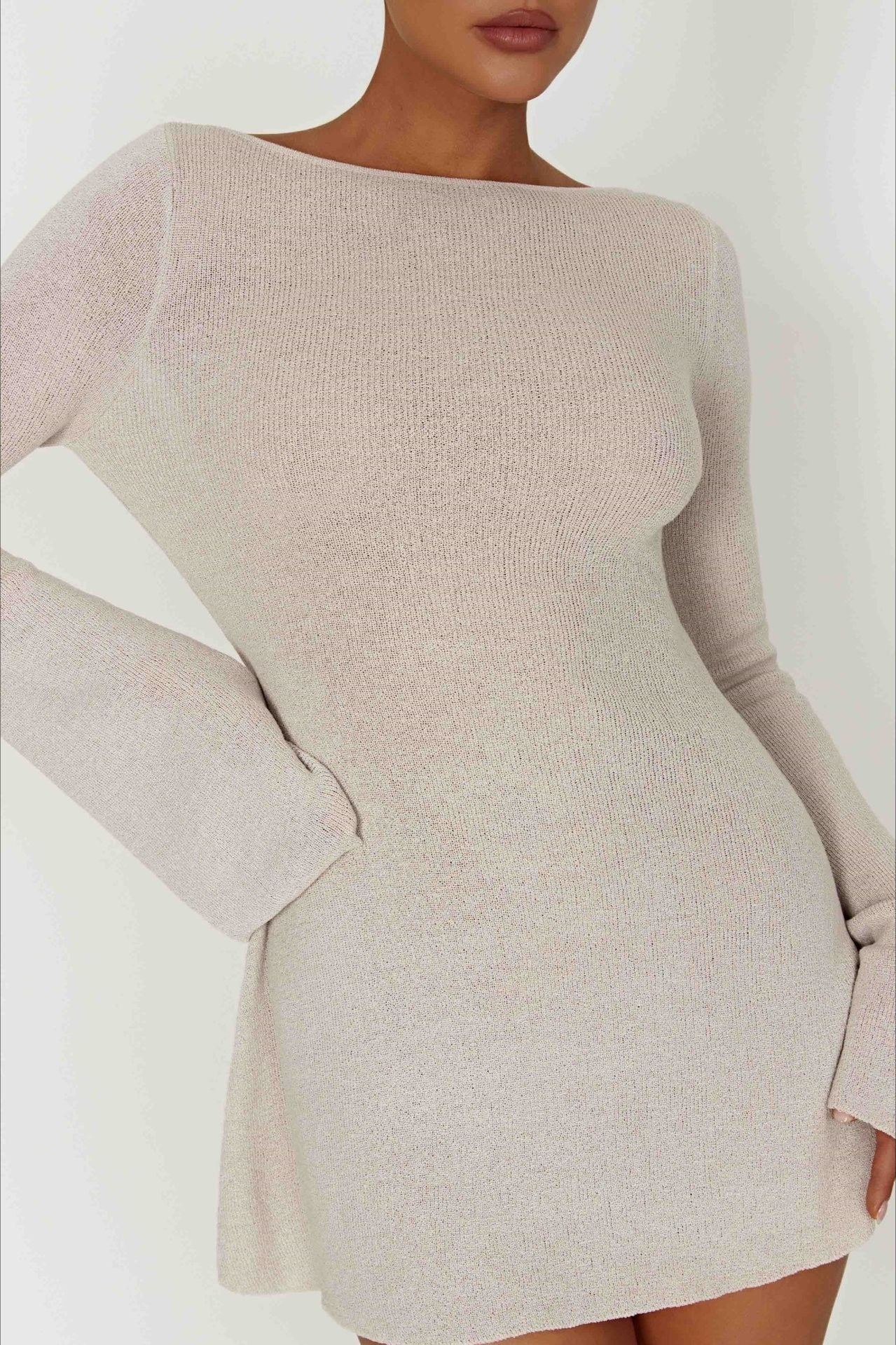 Bell Sleeve Knit Sweater Dress - Image 2