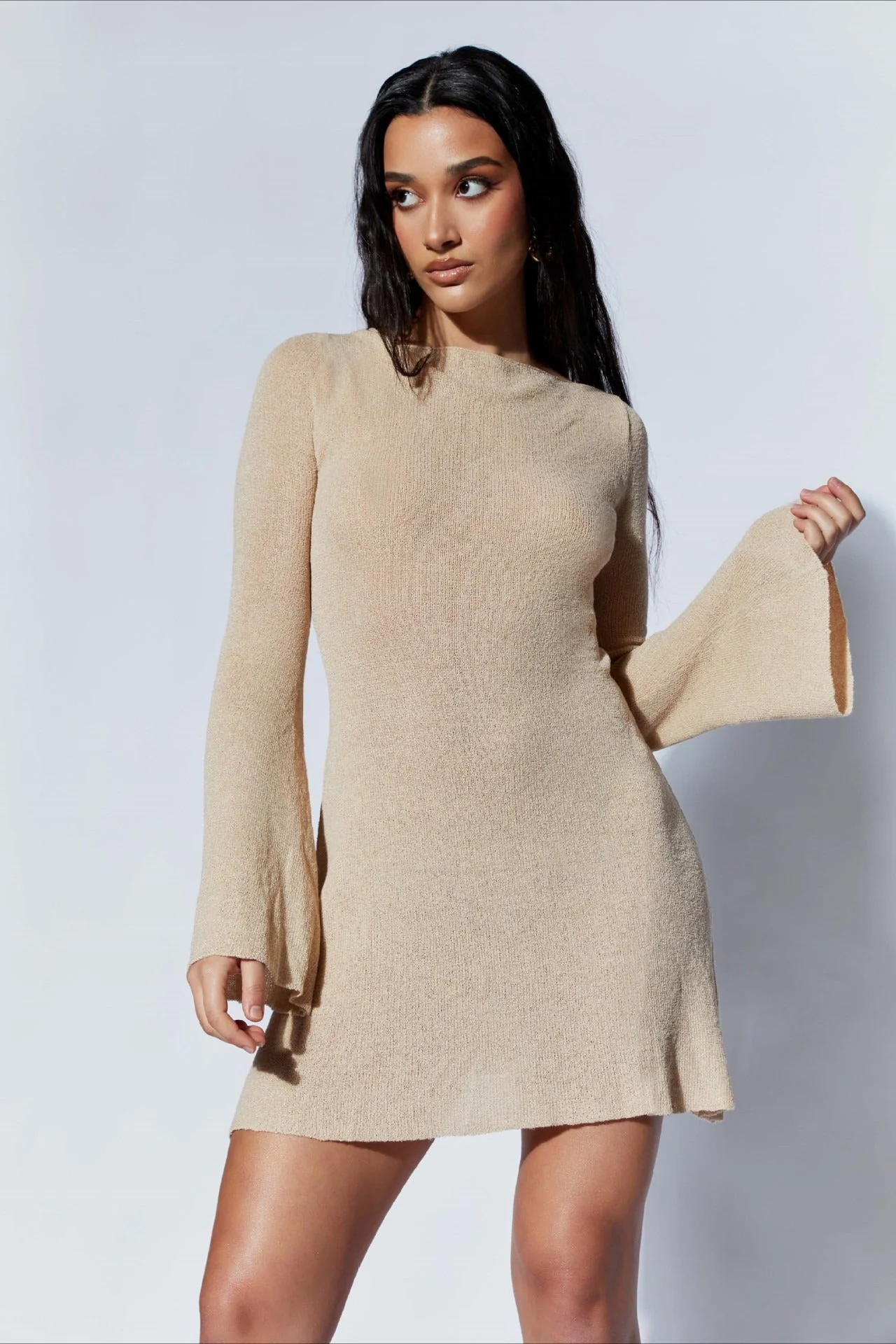 Bell Sleeve Knit Sweater Dress - Image 7