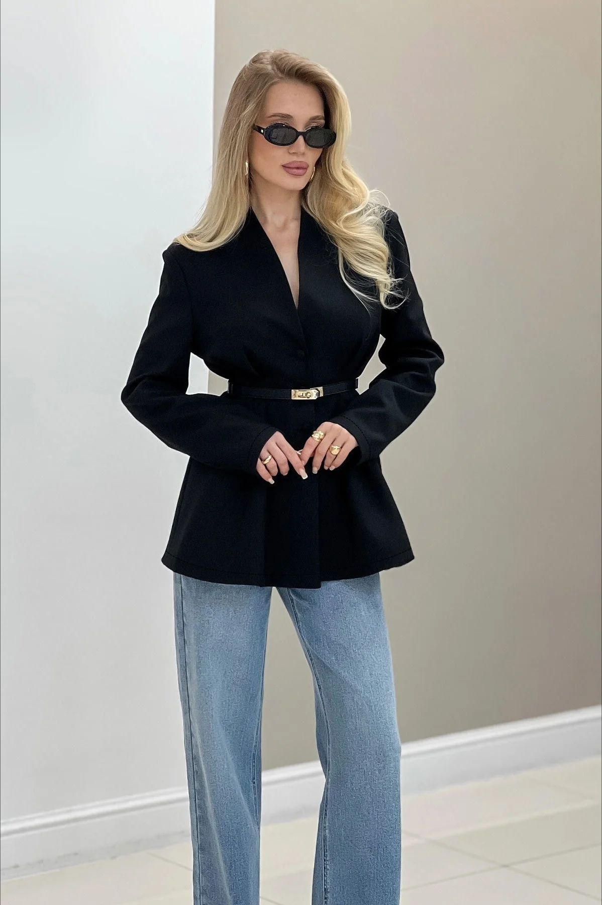 Belted Slim Fit Blazer - Image 7