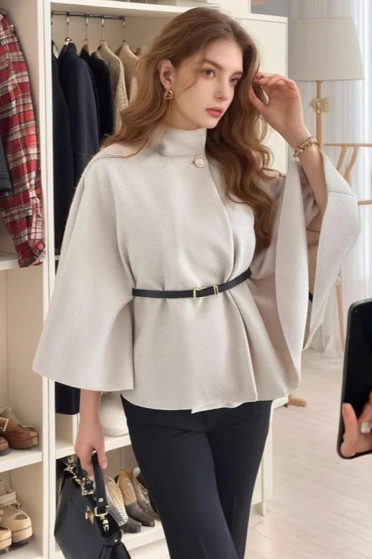 Belted Wool Cape Coat - Image 2