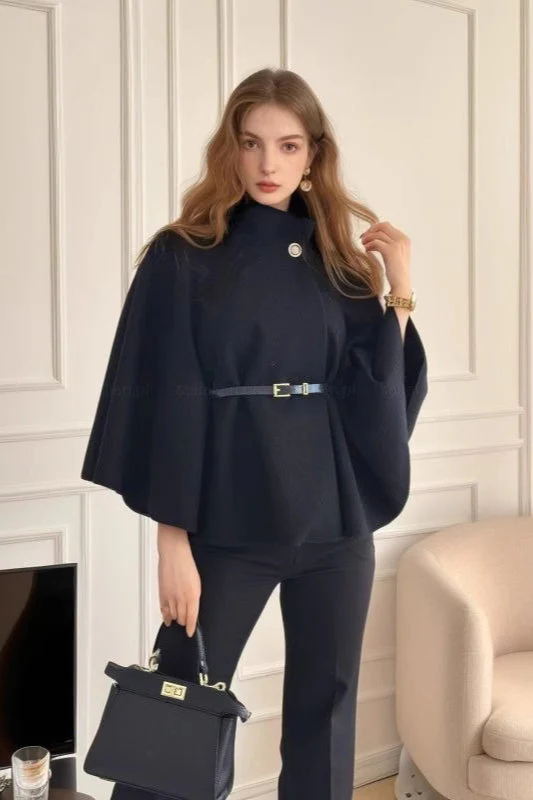 Belted Wool Cape Coat - Image 4