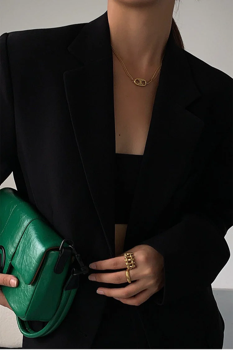 Black Slouchy Retro Style Blazer - Image 2