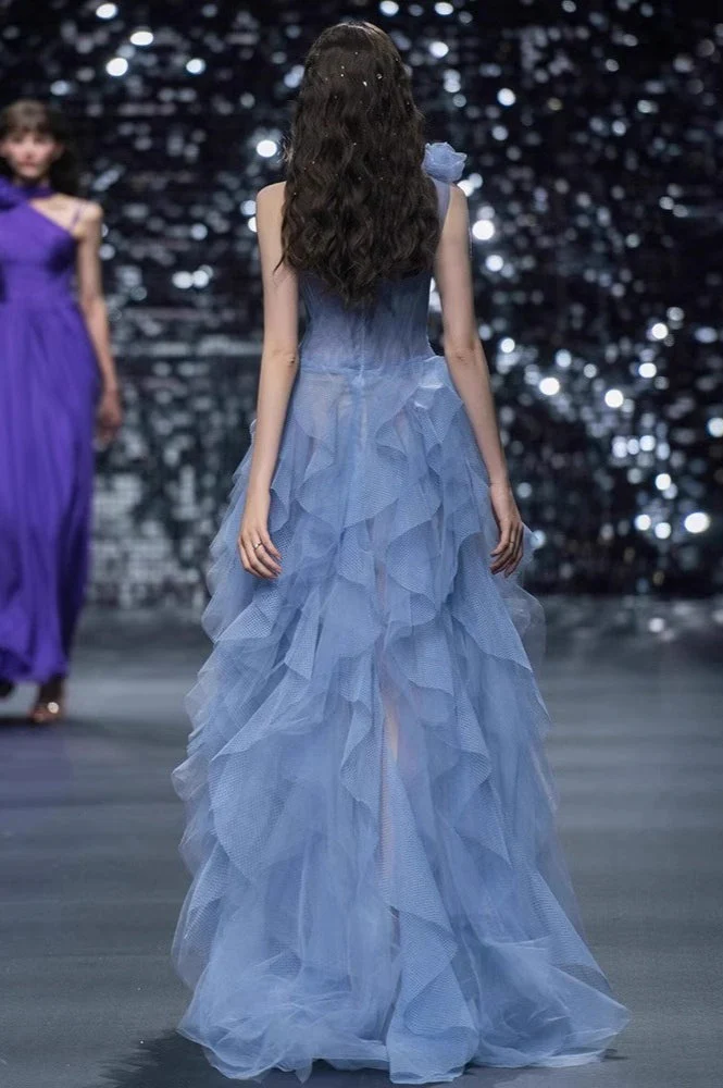 Blue Bustier Sleeveless Formal Dress - Image 2