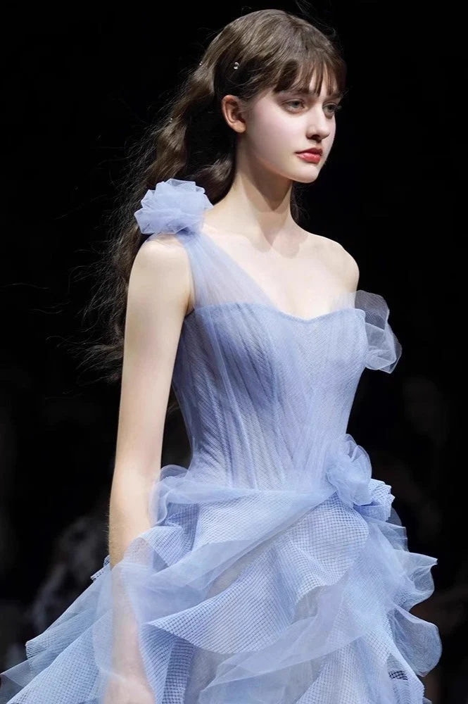 Blue Bustier Sleeveless Formal Dress - Image 3