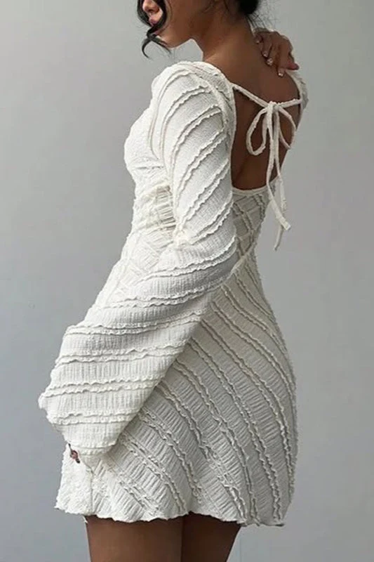 Boat Neck Backless A-Line Sweater Dress - Image 2