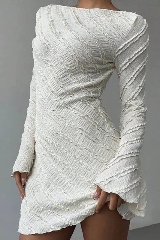 Boat Neck Backless A-Line Sweater Dress - Image 3
