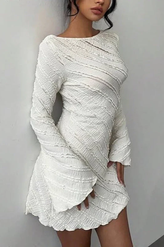 Boat Neck Backless A-Line Sweater Dress - Image 4