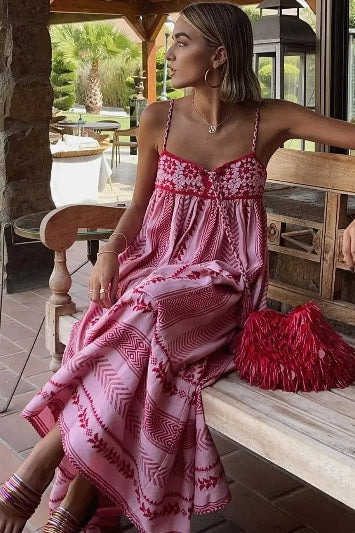 Boho Spaghetti Strap Tassel Boho Dress - Image 14