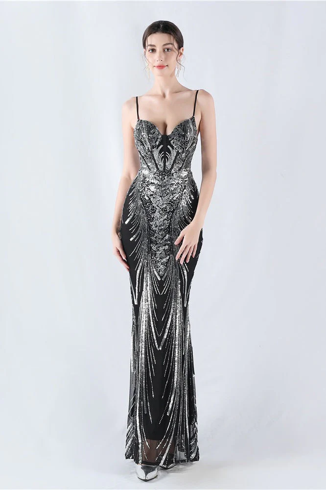 Boned Sequin Embroidered Formal Dress - Image 9
