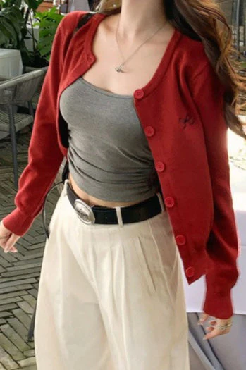 Bow Embroidered Knit Cardigan - Image 3