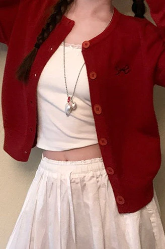 Bow Embroidered Knit Cardigan - Image 4