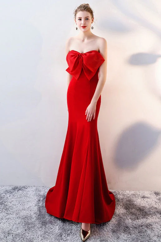 Bow Strapless Mermaid Maxi Party Dress - Image 10