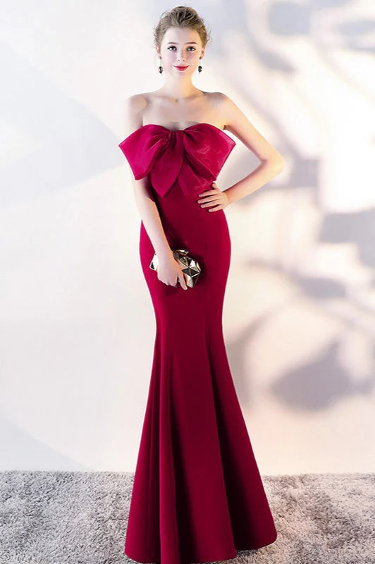 Bow Strapless Mermaid Maxi Party Dress - Image 11