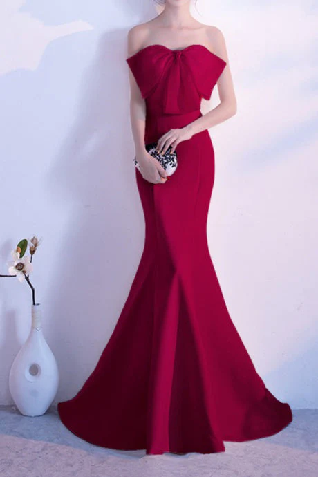 Bow Strapless Mermaid Maxi Party Dress - Image 12