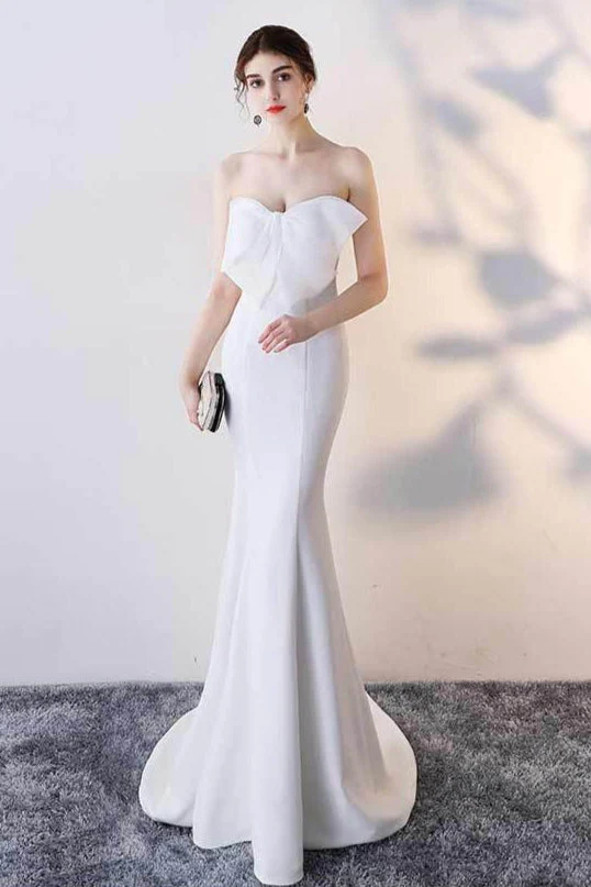 Bow Strapless Mermaid Maxi Party Dress - Image 4