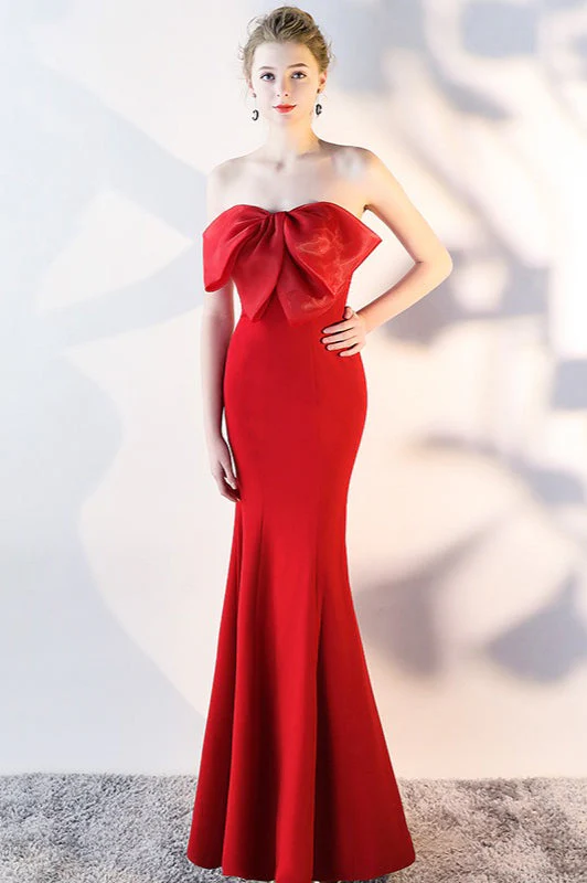 Bow Strapless Mermaid Maxi Party Dress - Image 9
