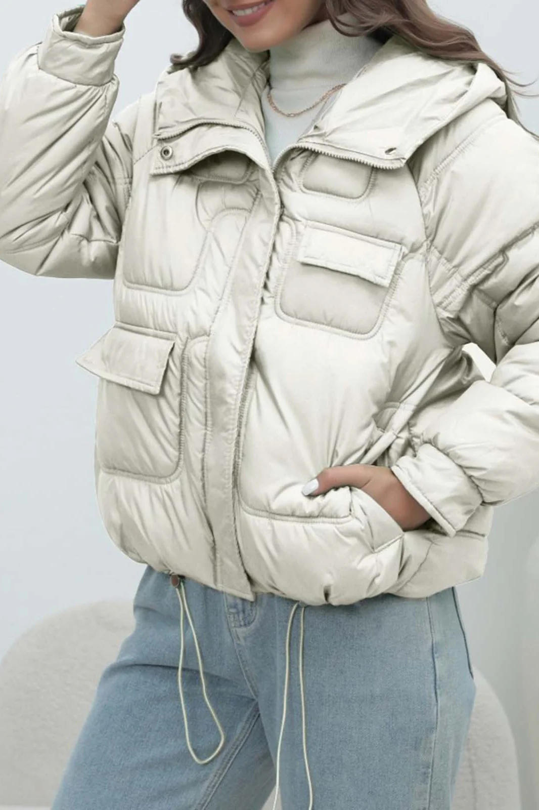 Bright Color Stand Collar Puffer Coat - Image 11
