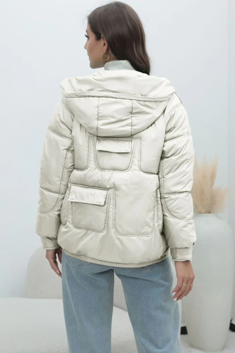 Bright Color Stand Collar Puffer Coat - Image 12