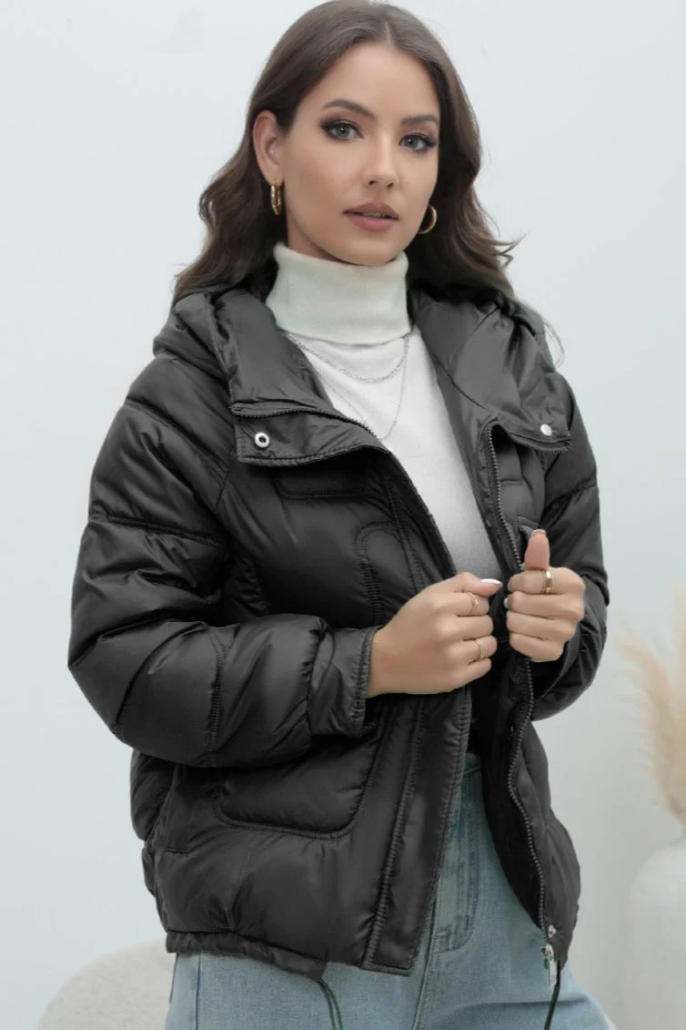 Bright Color Stand Collar Puffer Coat - Image 13