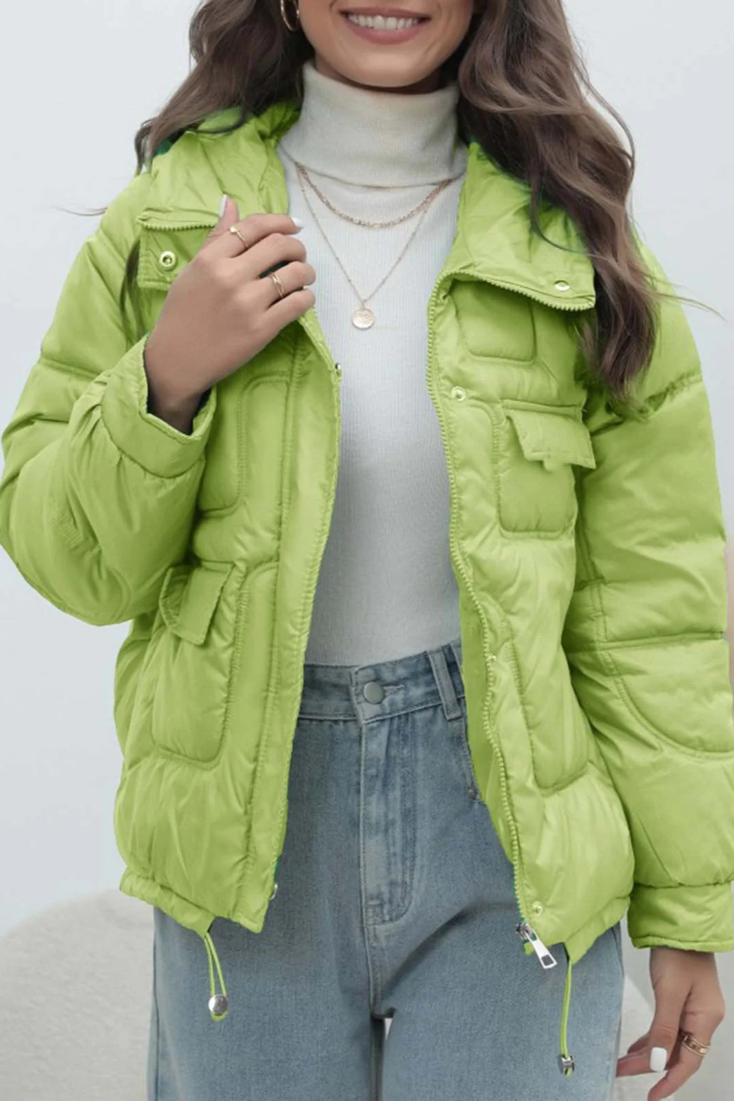 Bright Color Stand Collar Puffer Coat - Image 19