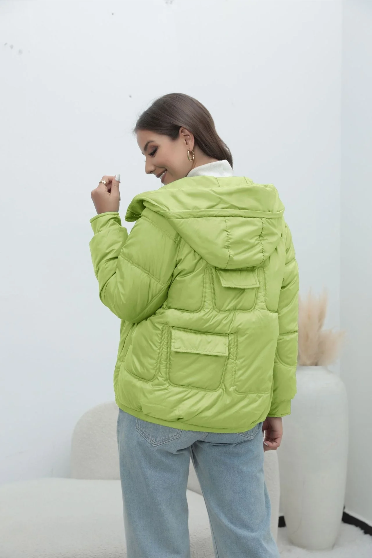 Bright Color Stand Collar Puffer Coat - Image 21