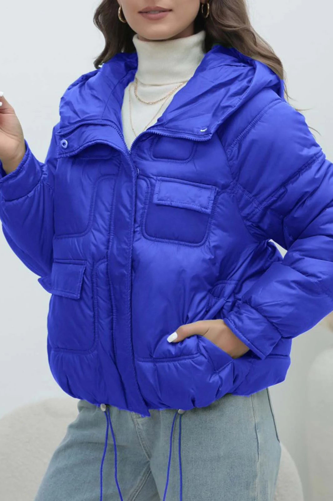 Bright Color Stand Collar Puffer Coat - Image 4