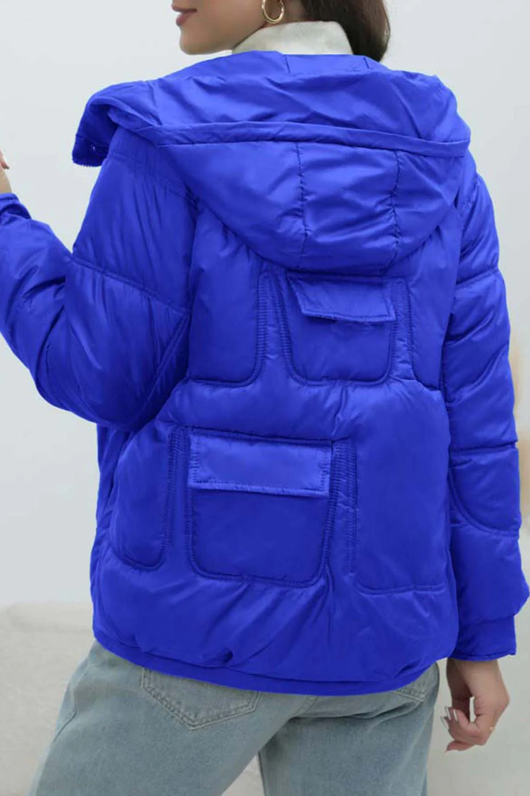 Bright Color Stand Collar Puffer Coat - Image 5