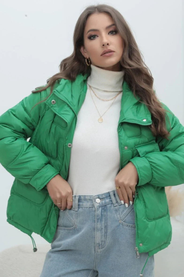 Bright Color Stand Collar Puffer Coat - Image 6