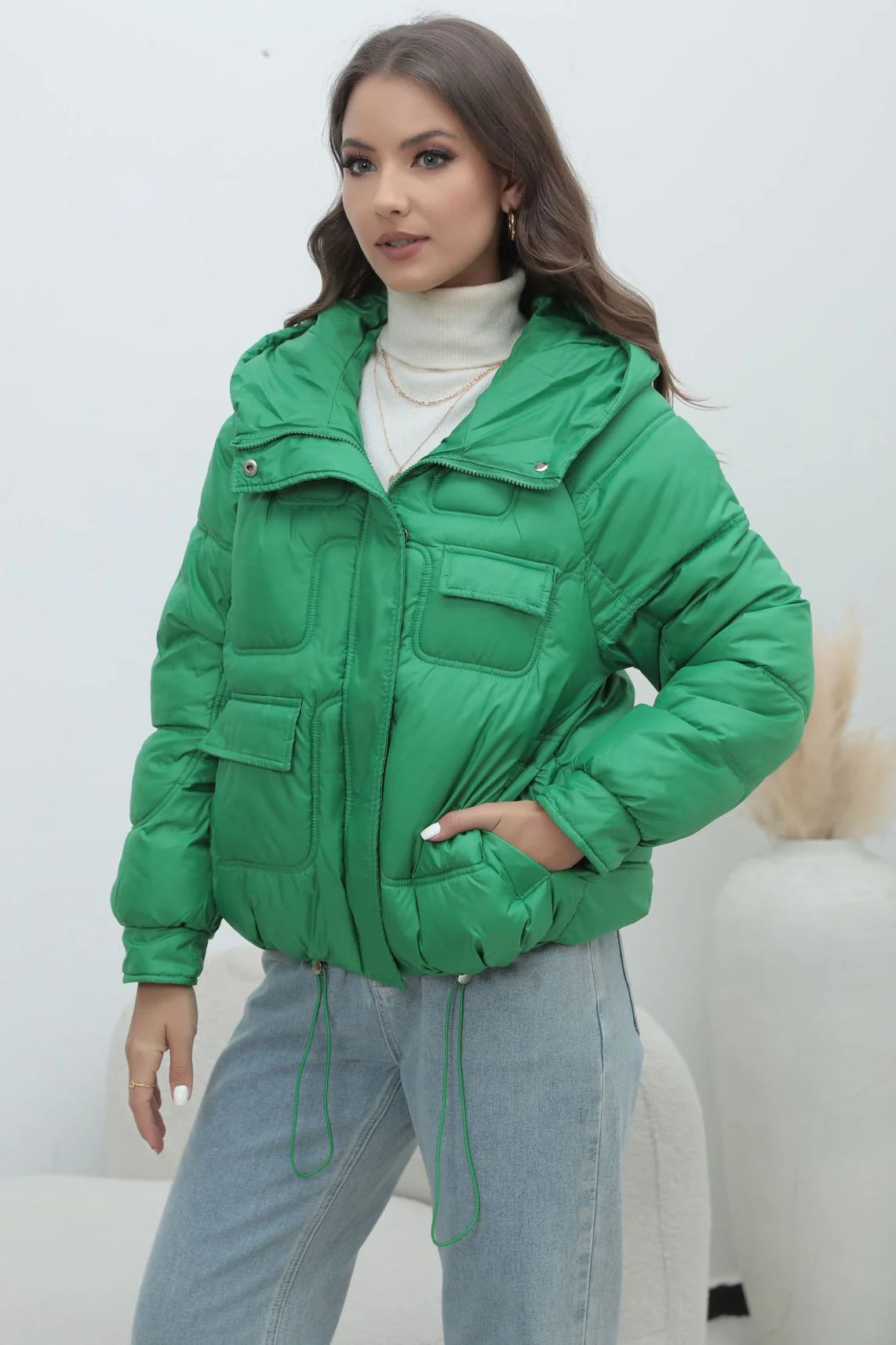 Bright Color Stand Collar Puffer Coat - Image 8