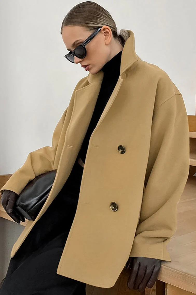 Brown Boucle Notch Lapel Jacket - Image 2
