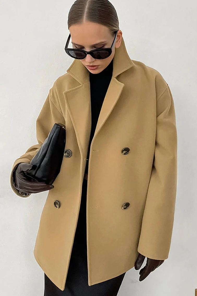 Brown Boucle Notch Lapel Jacket - Image 4