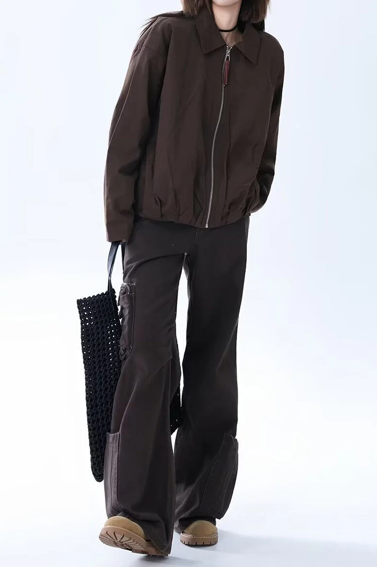 Brown Faux Leather Relaxed Jacket - Image 5