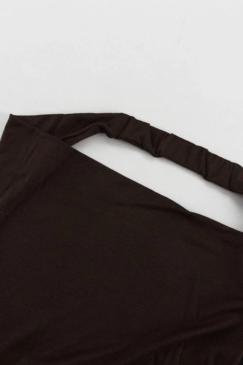 Brown Halter Backless Maxi Party Dress - Image 4