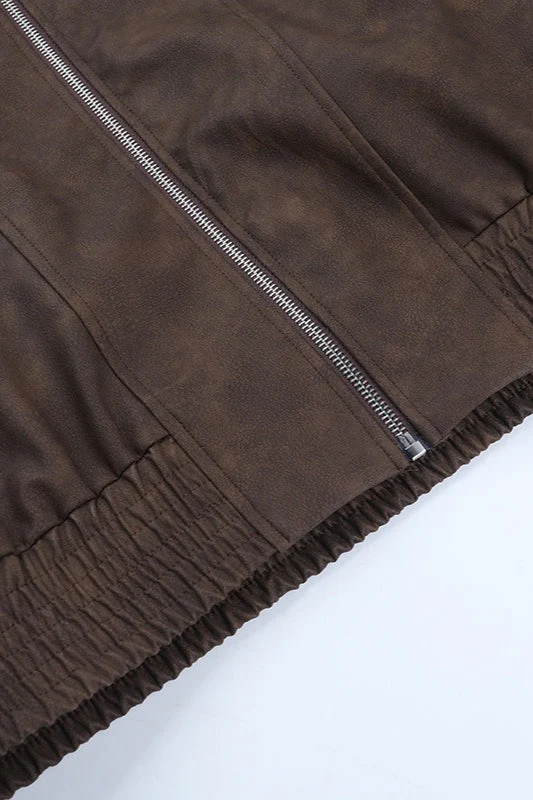 Brown Print Stand Collar Jacket - Image 9