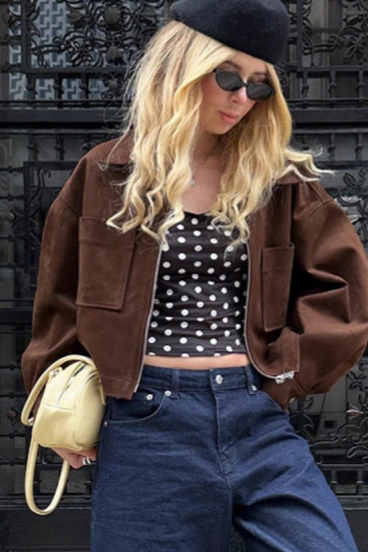 Brown Suede Oversized Vintage Jacket - Image 3
