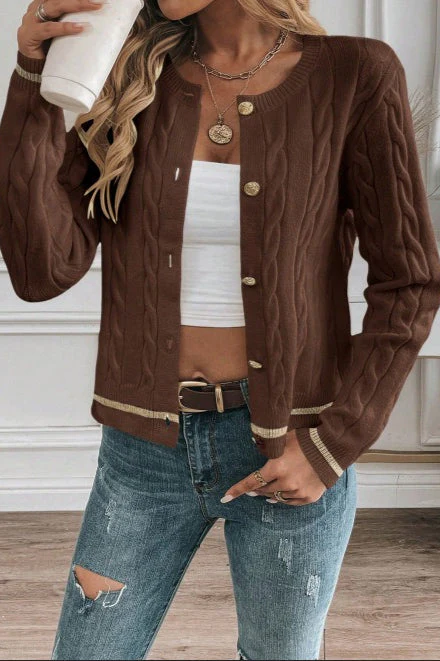 Brown Tweed Heavyweight Cardigan - Image 2