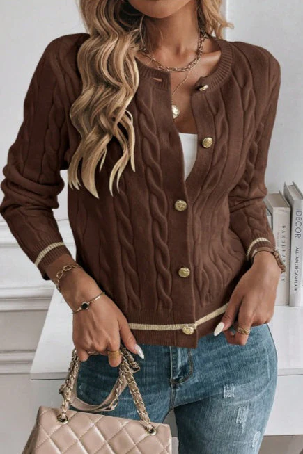 Brown Tweed Heavyweight Cardigan - Image 3