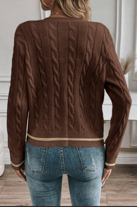 Brown Tweed Heavyweight Cardigan - Image 4