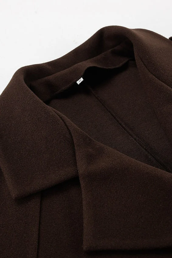 Brown Wool Blend Double Breasted Jacket - Image 5