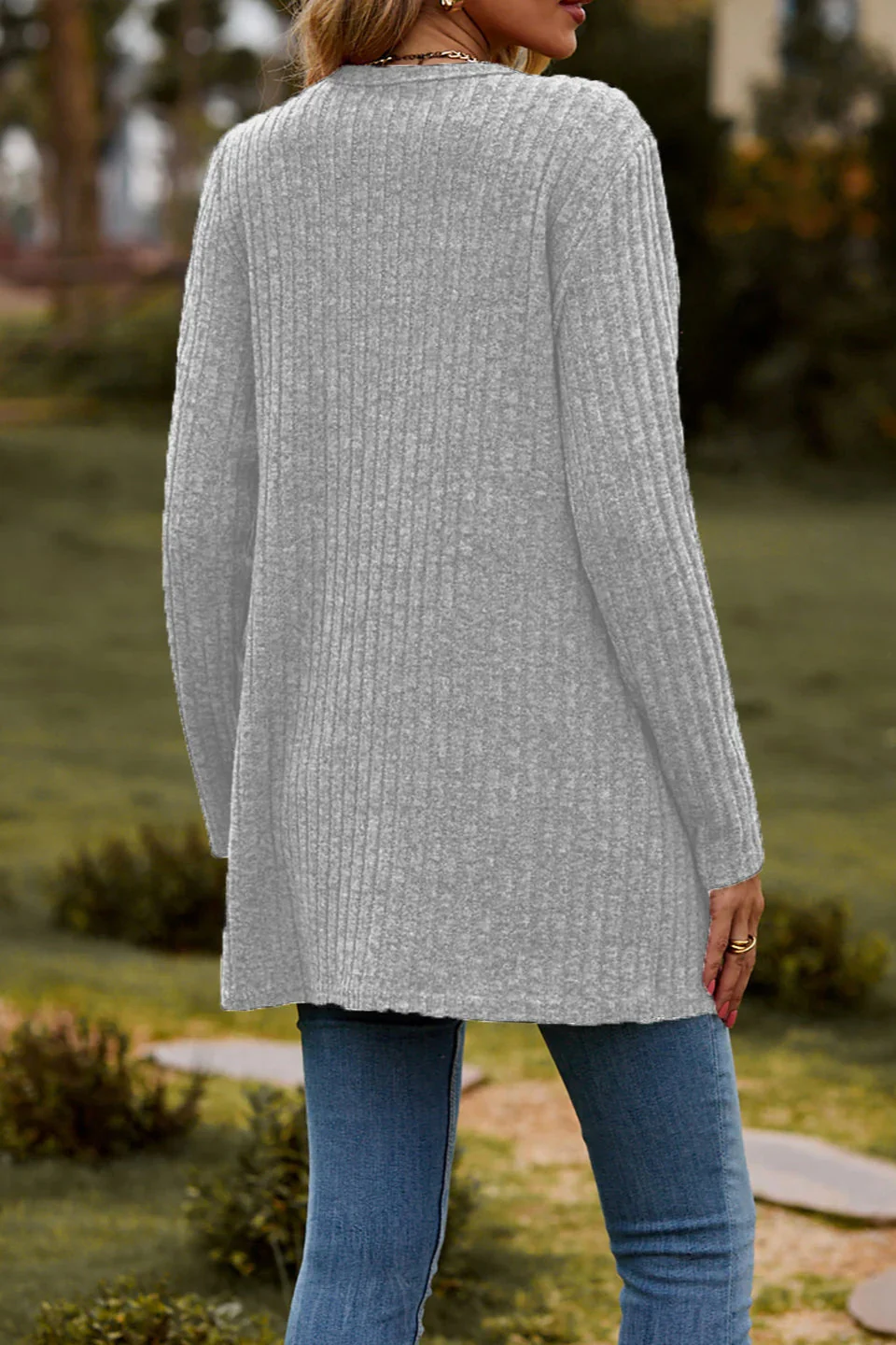 Brushed Ribbed Long Sleeve Cardigan - Image 22
