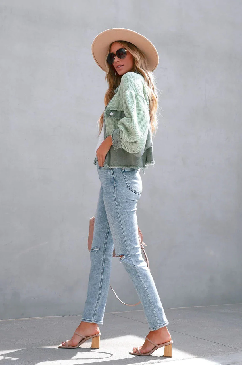 Brushed Waffle Long Sleeve Coat - Image 12