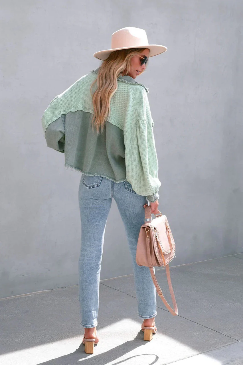 Brushed Waffle Long Sleeve Coat - Image 13