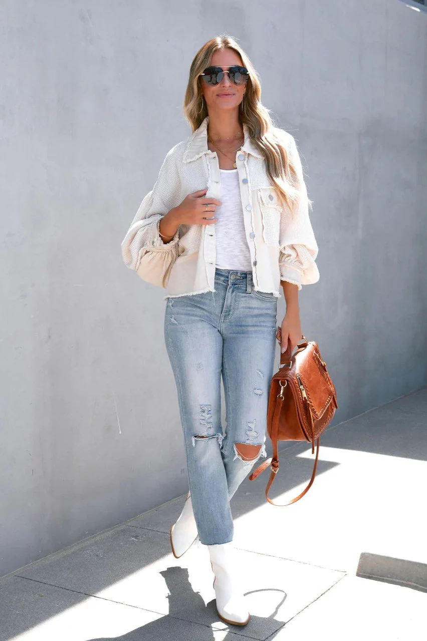 Brushed Waffle Long Sleeve Coat - Image 8