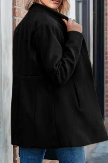 Brushed Wool Solid Long Sleeve Coat - Image 7