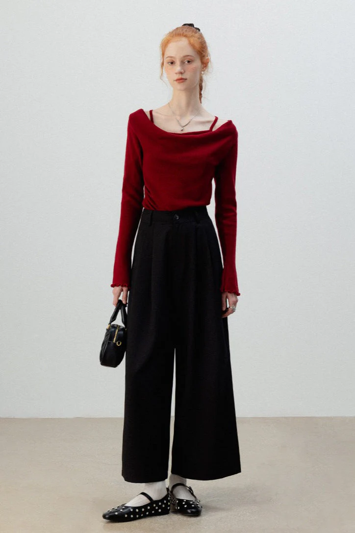 Burgundy Mock Two Piece Knit Top - Image 11